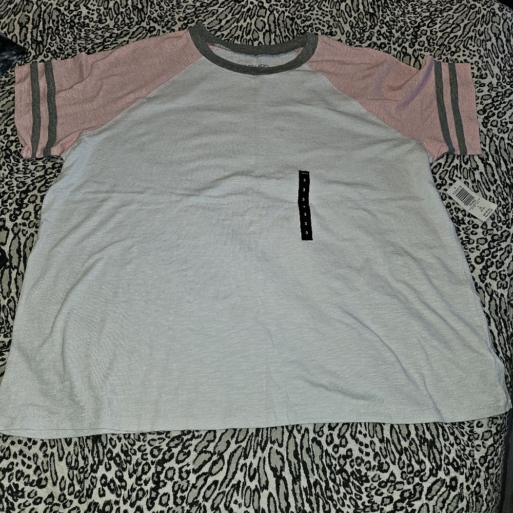 Torrid Pink and Gray Raglan Tee